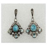 Pretty Sterling Silver & Larimar Dangle Earrings