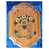 Vtg. Hand Painted Turkey Themed  Wall Plaque