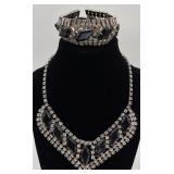 Gorgeous Vtg. Rhinestone Necklace And Bracelet Set