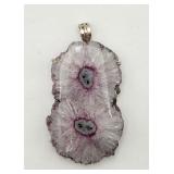 Sterling Silver Amethyst Stalactite Slice Pendant
