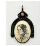 Pre-Ban Ivory Scrimshaw Native American Pendant