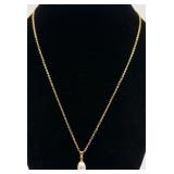 Very Nice 18k GP Single Pearl Necklace