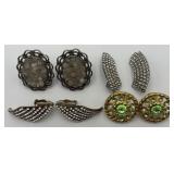 Lot Of 4 Pairs Of Vtg. Clip On Earrings