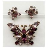 Pretty Vintage Butterfly Pin & Ear Clips