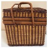 Vtg. Woven Wicker Picnic Basket