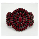 Larry Moses Begay Sterling Silver & Coral Bracelet