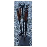 Leather Handled Fire Place Tools