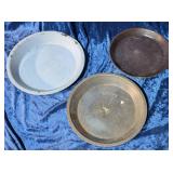 3 Vintage 9"-11" Enamel Biscuit Plates & Bakeware
