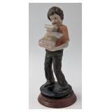 Porcelain Boy w/Books 8½" Figurine on Base