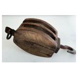 Vintage 9" Wooden Block & Tackle Pulley