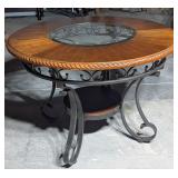 *Beautiful Round Glass & Wood Top Dining Table