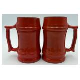 Pair of Vtg. Frankoma Pottery Flame Glazed Steins