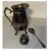 Sterling Silver (Silver Plated) Pitcher, Spoon,Egg