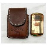 1992 Camel Zippo Style Lighter w/ Leather Case