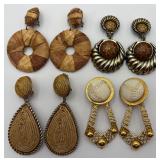 Lot Of 4 Vtg. Unique Clip On Earrings