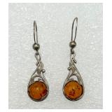 Beautiful Baltic Amber & Sterling Silver Earrings