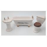 Real Porcelain & Wood Dollhouse Bathroom Set