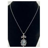 Elegant Silver Tone Cameo Necklace