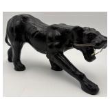 Vtg. Leather-clad Black Panther Figurine