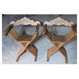 *Pair of Antique Italian Savonarola Chairs