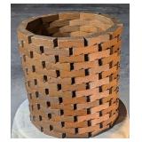 Vintage Interlocking Wood Block Waste Basket