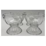 4 Vtg. Libbey Clear Glass Ribbed Desert Bowls