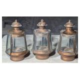 3 Vintage Copper 6 Sided Lanterns