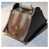 *Antique Victorian Walnut & Brass Coal Scuttle