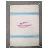 Vintage Miniature Wool Blanket w/Bird Pattern