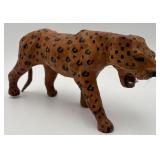 Vtg. Hand-painted Leather-wrapped Leopard Figurine