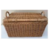 Vintage Woven Lidded Wicker Basket