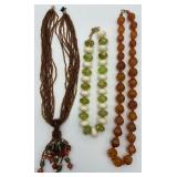 3 Vintage Plastic Beaded Fashion Necklaces