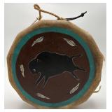 Vtg. Hand-painted Native American Rawhide Drum