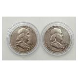 1951-D & 1954-D Silver Franklin Half Dollars