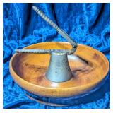 Vintage 8" Wood Nut Serving Bowl w/Cracker