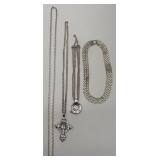 Lot Of 4 Silver Toned Fashion Necklaces