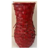 Vintage Red Woven Basket w/ Handles