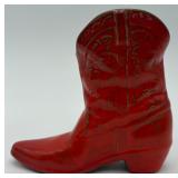 Vtg. Frankoma Pottery Flame Glazed Cowboy Boot