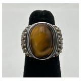 "CRP" Large Tiger Eye Sterling Silver Ring