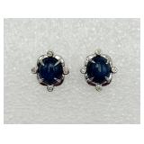 NICE Star Sapphire, Diamond & Sterling Earrings