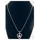 Sterling Silver & CZ Heart Pendant & Chain