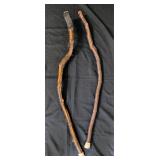 Two 39" Hand Carved Walking Sticks