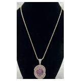 Ruby, White Sapphire & Sterling Silver Necklace