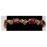 Stunning 925 Y.R. G O Ruby & Diamond Bracelet
