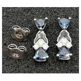 Beautiful 925 Tanzanite Zoisite & Diamond Earrings