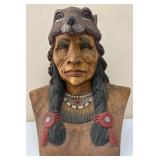 Amazing Hand-carved Native American Bust Sculpture