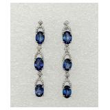 Beautiful Tanzanite, Diamond & Sterling Earrings