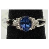 Lovely 925 O.F. Tanzanite & Diamond Ring