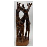 Hand-carved Wooden Giraffe Sculpture