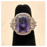 Sterling Silver, Tanzanite & CZ Ring